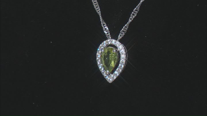 Green Peridot Rhodium Over Sterling Silver Pendant With Chain 0.99ctw Video Thumbnail
