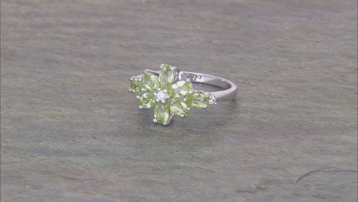 Green Peridot Rhodium Over Sterling Silver Ring 1.70ctw Video Thumbnail