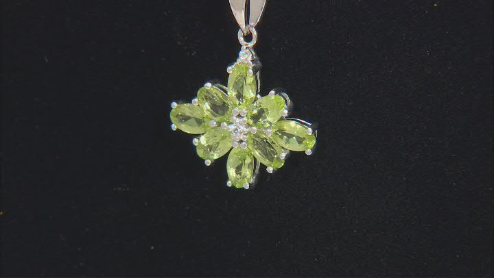 Green Peridot Rhodium Over Sterling Silver Pendant With Chain 1.54ctw Video Thumbnail