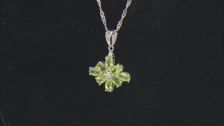 Green Peridot Rhodium Over Sterling Silver Pendant With Chain 1.54ctw Video Thumbnail