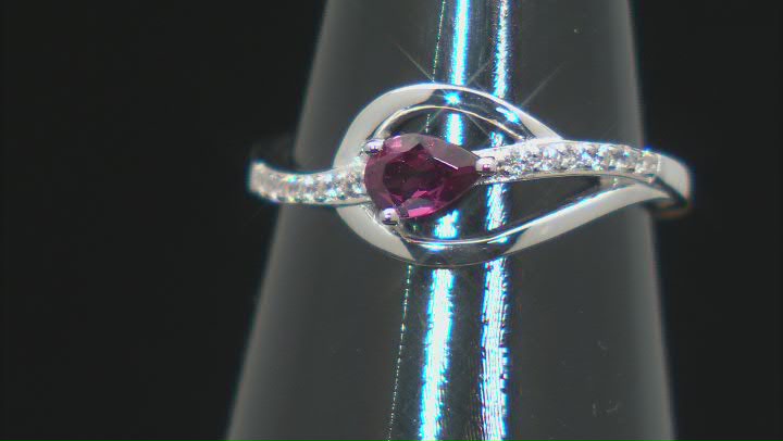 Raspberry Rhodolite Rhodium Over Sterling Silver Ring 0.52ctw Video Thumbnail