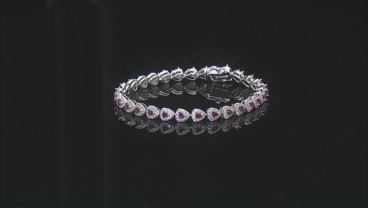 Rhodolite Rhodium Over Sterling Silver Bracelet 3.37ctw Video Thumbnail