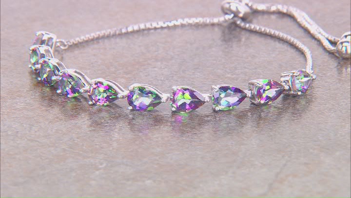 Mystic Topaz Rhodium Over Sterling Silver Bolo Bracelet 6.80ctw Video Thumbnail