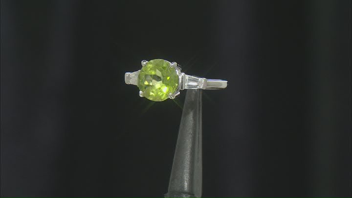 Green Peridot Rhodium Over Sterling Silver Ring 3.30ctw Video Thumbnail