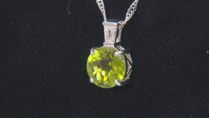 Green Peridot Rhodium Over Sterling Silver Pendant With Chain 2.59ctw Video Thumbnail