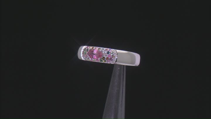 Pink Tourmaline Rhodium Over Sterling Silver Band Ring 0.30ctw Video Thumbnail