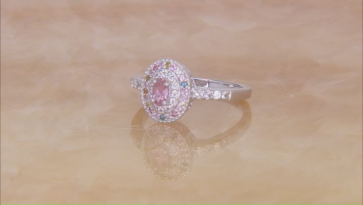 Pink Tourmaline Rhodium Over Sterling Silver Ring 0.49ctw Video Thumbnail