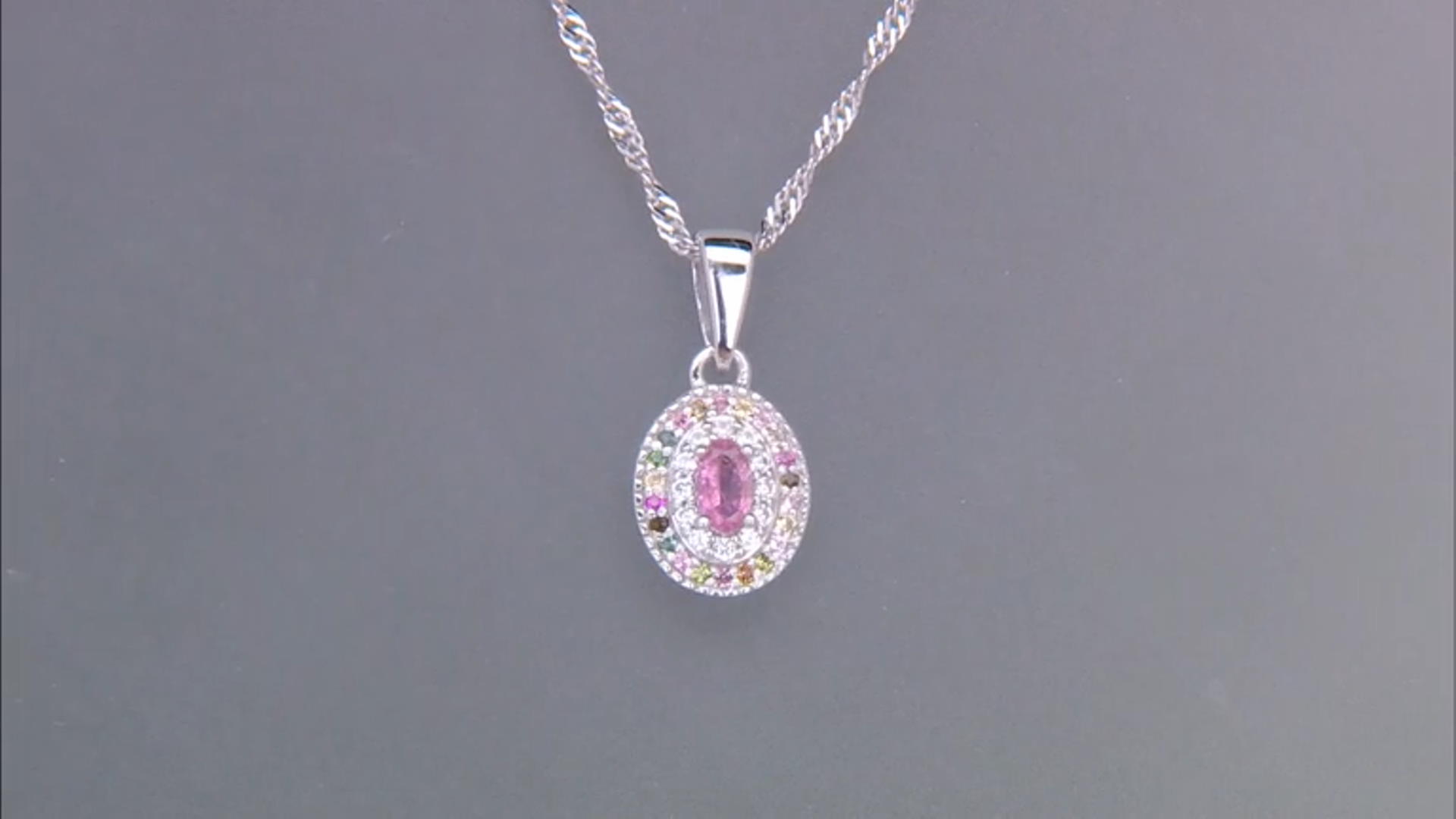 Pink Tourmaline Rhodium Over Sterling Silver Pendant With Chain 0.36ctw Video Thumbnail