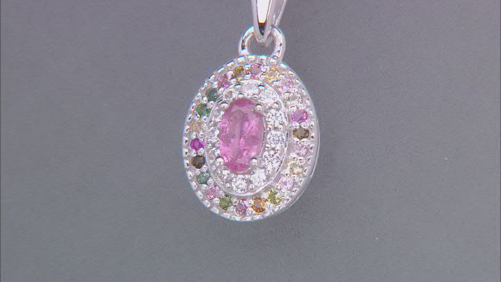 Pink Tourmaline Rhodium Over Sterling Silver Pendant With Chain 0.36ctw Video Thumbnail