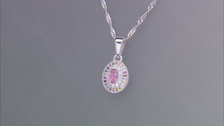 Pink Tourmaline Rhodium Over Sterling Silver Pendant With Chain 0.36ctw Video Thumbnail