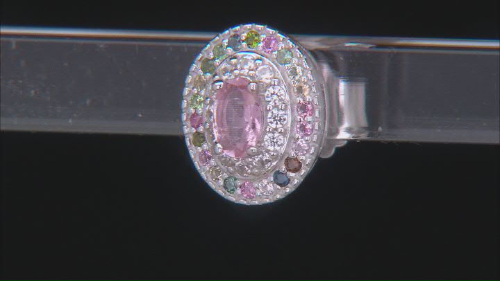 Pink Tourmaline Rhodium Over Silver Stud Earrings 2.00ctw Video Thumbnail
