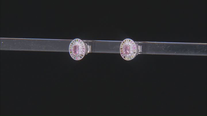 Pink Tourmaline Rhodium Over Silver Stud Earrings 2.00ctw Video Thumbnail