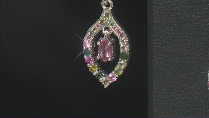 Pink Tourmaline Rhodium Over Silver Dangle Earrings 1.14ctw Video Thumbnail