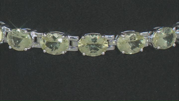 Canary Apatite Rhodium Over Sterling Silver Dangle Tennis Bracelet 18.32ctw Video Thumbnail