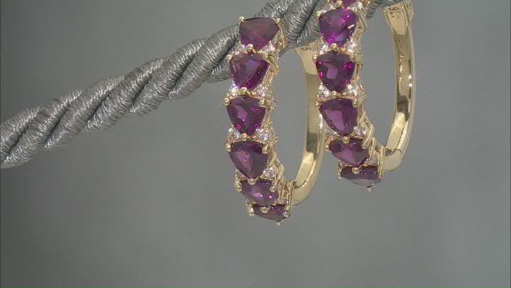 Rhodolite With White Zircon 18k Yellow Gold Over Sterling Silver Earrings 5.30ctw Video Thumbnail