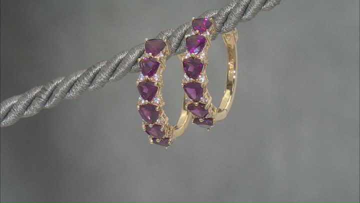 Rhodolite With White Zircon 18k Yellow Gold Over Sterling Silver Earrings 5.30ctw Video Thumbnail