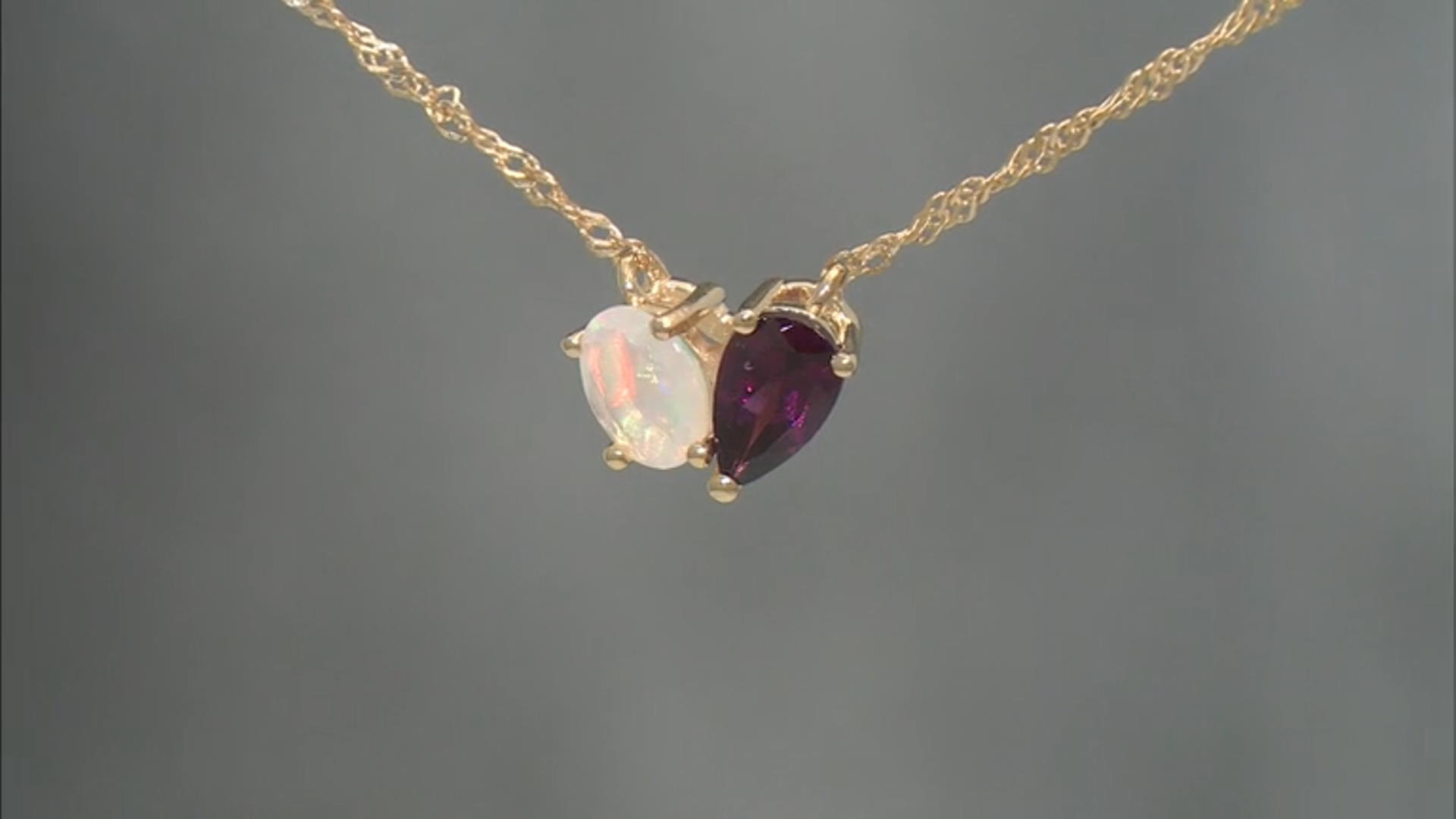 Rhodolite With Ethiopian Opal 18k Yellow Gold Over Sterling Silver Necklace 1.26ctw Video Thumbnail