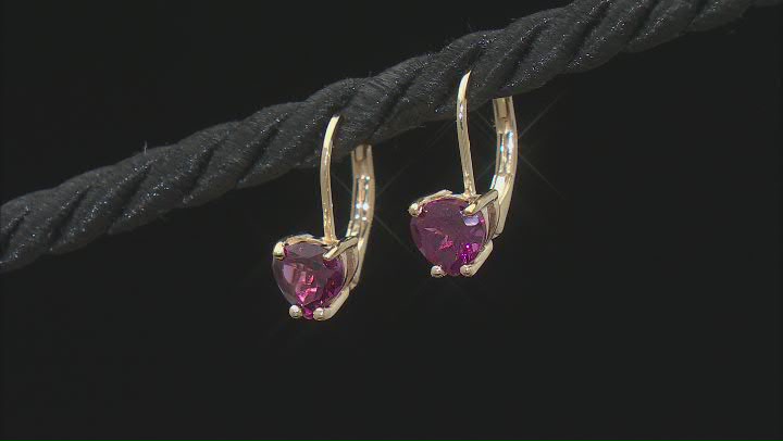 Rhodolite 18k Yellow Gold Over Sterling Silver Earrings 1.58ctw Video Thumbnail