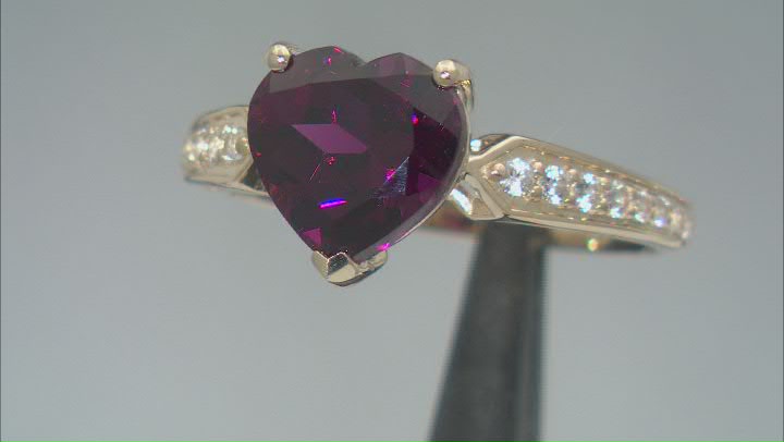 Grape Color Garnet With White Zircon 10k Yellow Gold Ring 2.49ctw Video Thumbnail