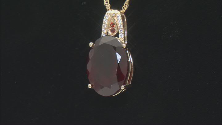 Hessonite With White Zircon 18k Yellow Gold Over Sterling Silver Pendant With Chain 11.91ctw Video Thumbnail