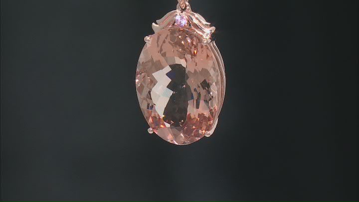 Peach Morganite With Sapphire With Diamond 14k Rose Gold Pendant With Chain 20.06ctw Video Thumbnail