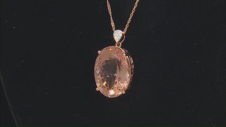 Peach Morganite With White Diamond 14k Rose Gold Pendant With Chain 20.11ctw Video Thumbnail