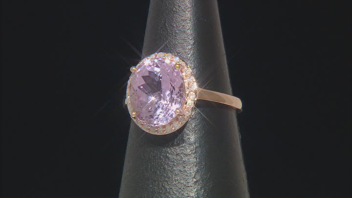 Kunzite With White Diamond 10k Rose Gold Ring 5.56ctw Video Thumbnail