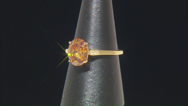 Cognac Strontium Titanate 18k Yellow Gold Over Sterling Silver Ring 2.21ctw Video Thumbnail