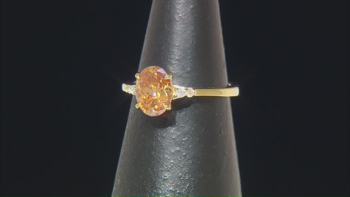 Cognac Strontium Titanate 18k Yellow Gold Over Sterling Silver Ring 3.65ctw Video Thumbnail