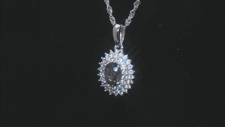 Platinum Spinel Rhodium Over Sterling Silver Pendant with Chain 1.13ctw Video Thumbnail