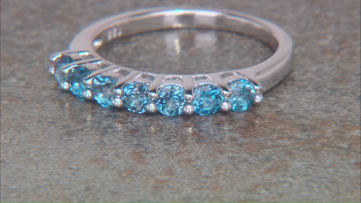 London Blue Topaz Rhodium Over Sterling Silver Band Ring 0.83ctw Video Thumbnail