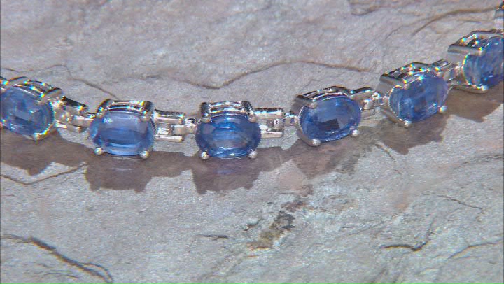 Blue Kyanite Rhodium Over Sterling Silver Bracelet 11.97ctw Video Thumbnail