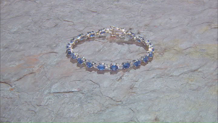 Blue Kyanite Rhodium Over Sterling Silver Bracelet 11.97ctw Video Thumbnail