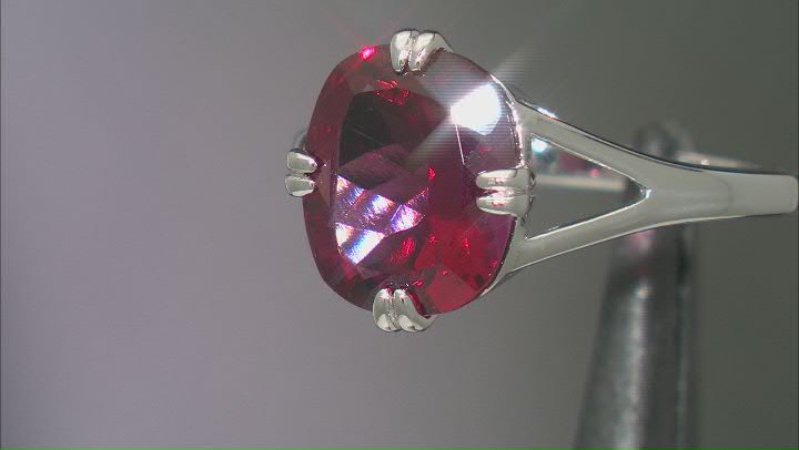 Red Lab Created Bixbite Rhodium Over Sterling Silver Solitaire Ring 3.80ct Video Thumbnail