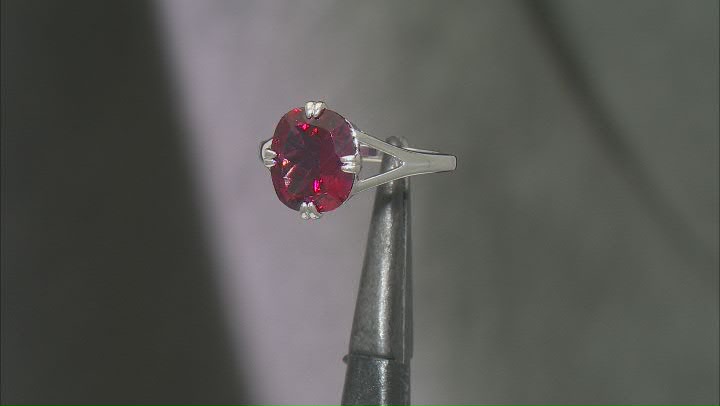 Red Lab Created Bixbite Rhodium Over Sterling Silver Solitaire Ring 3.80ct Video Thumbnail