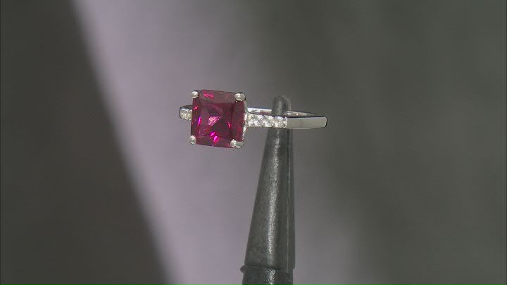 Lab Created Bixbite Rhodium Over Sterling Silver Ring 1.80ctw Video Thumbnail