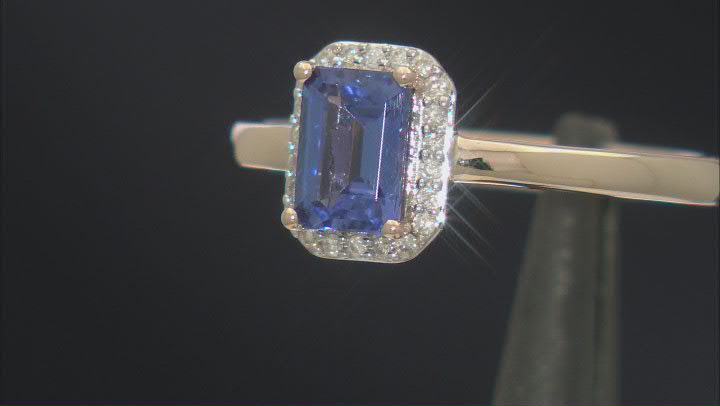 Blue Tanzanite With White Diamond 10k Yellow Gold Ring 0.94ctw Video Thumbnail