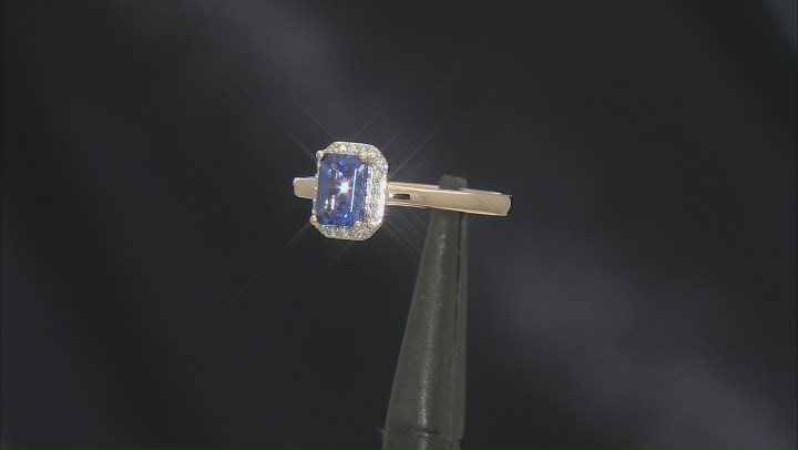 Blue Tanzanite With White Diamond 10k Yellow Gold Ring 0.94ctw Video Thumbnail