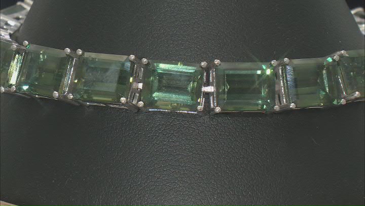 Green Labradorite Rhodium Over Sterling Silver Tennis Bracelet 48.79ctw Video Thumbnail