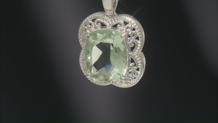 Green Prasiolite Rhodium Over Sterling Silver Pendant with Chain 4.37ct Video Thumbnail