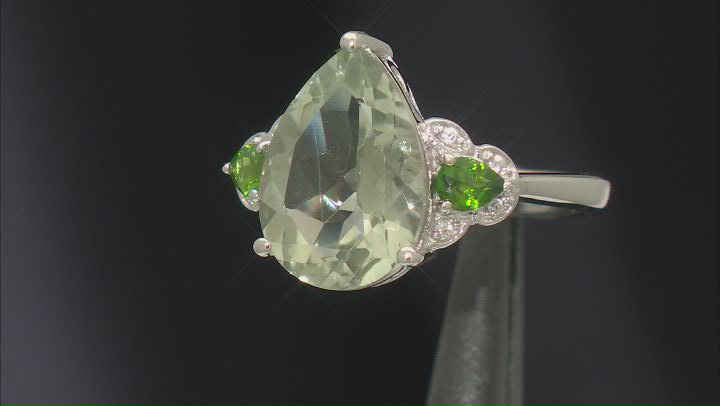 Prasiolite Rhodium Over Sterling Silver Ring 4.64ctw Video Thumbnail