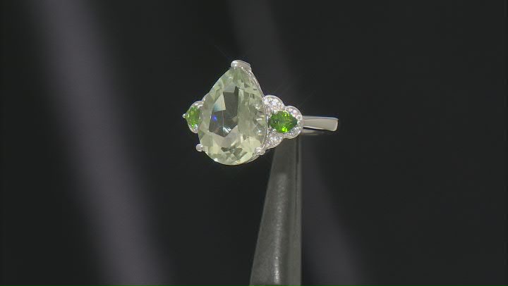 Prasiolite Rhodium Over Sterling Silver Ring 4.64ctw Video Thumbnail