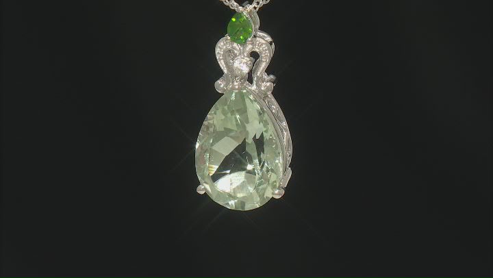 Prasiolite Rhodium Over Sterling Silver Pendant with Chain 6.71ctw Video Thumbnail