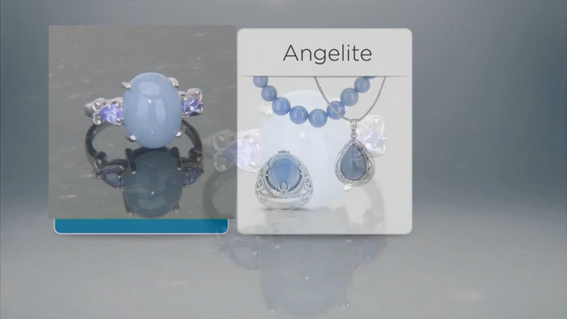 Blue Angelite Rhodium Over Sterling Silver Ring 0.24ctw Video Thumbnail
