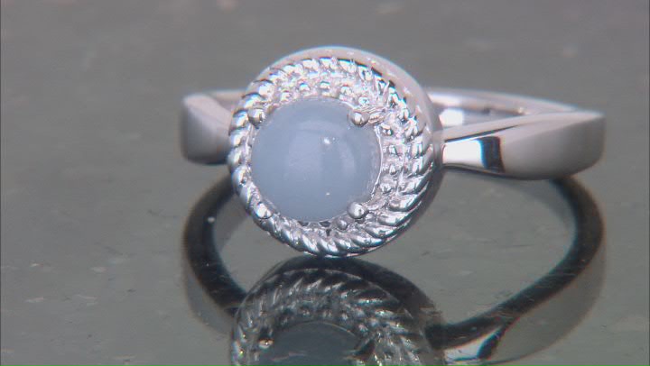 Blue Angelite Rhodium Over Sterling Silver Ring Video Thumbnail