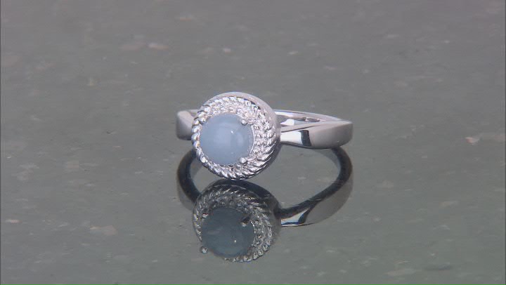Blue Angelite Rhodium Over Sterling Silver Ring Video Thumbnail