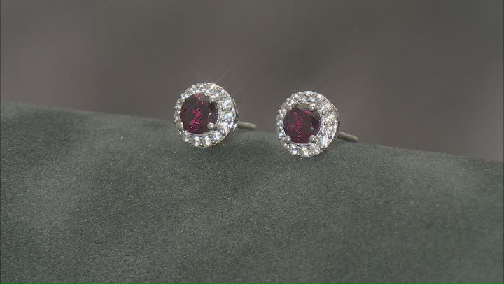 Raspberry Rhodolite Rhodium Over Sterling Silver Earrings 1.15ctw Video Thumbnail