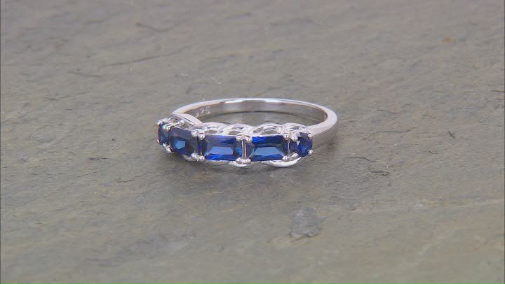 Blue Lab Created Sapphire Rhodium Over Sterling Silver Band Ring 0.96ctw Video Thumbnail