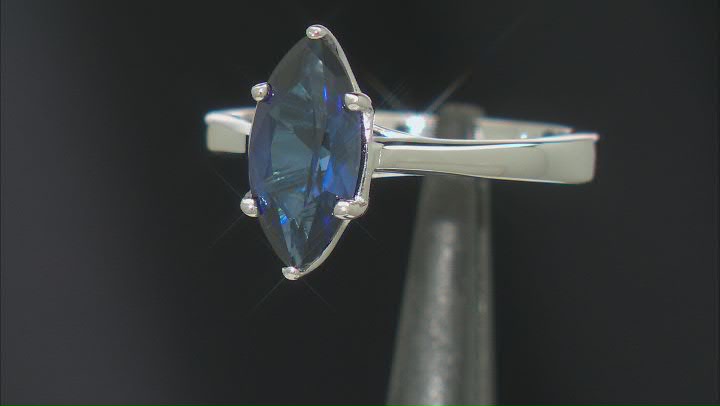 Blue Lab Created Sapphire Rhodium Over Sterling Silver Solitaire Ring 1.73ct Video Thumbnail