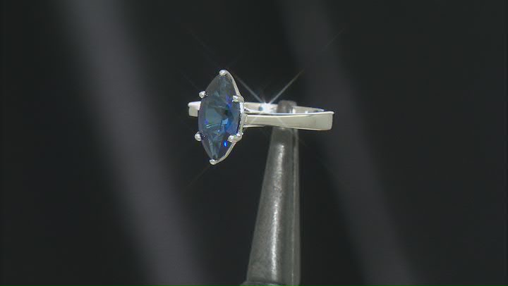 Blue Lab Created Sapphire Rhodium Over Sterling Silver Solitaire Ring 1.73ct Video Thumbnail